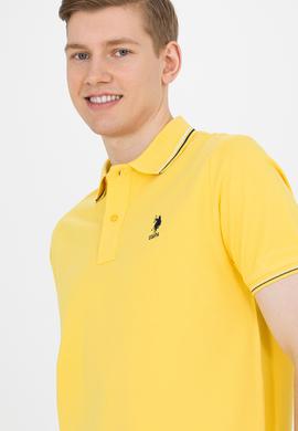 Erkek Koyu Sarı Basic Polo Yaka Tişört - 50264906180