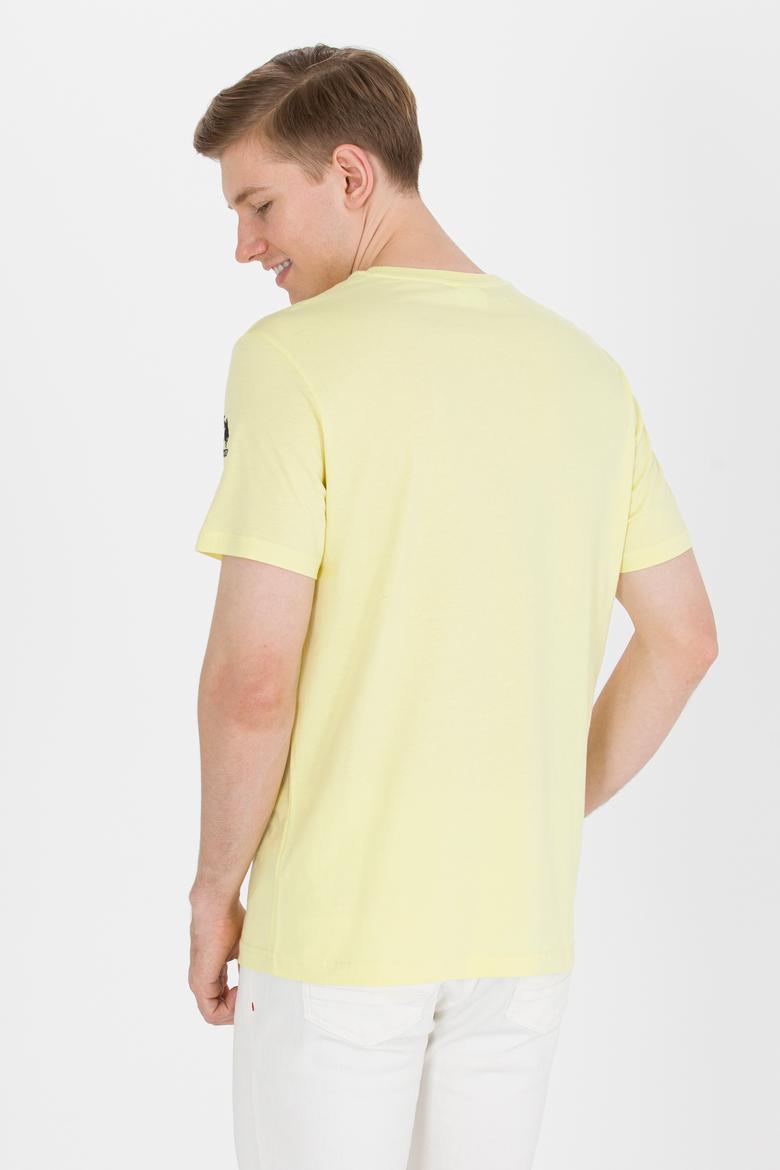 Erkek Açık Sarı Basic Bisiklet Yaka Tişört - 50264916007