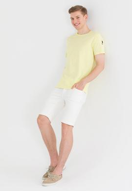 Erkek Açık Sarı Basic Bisiklet Yaka Tişört - 50264916007