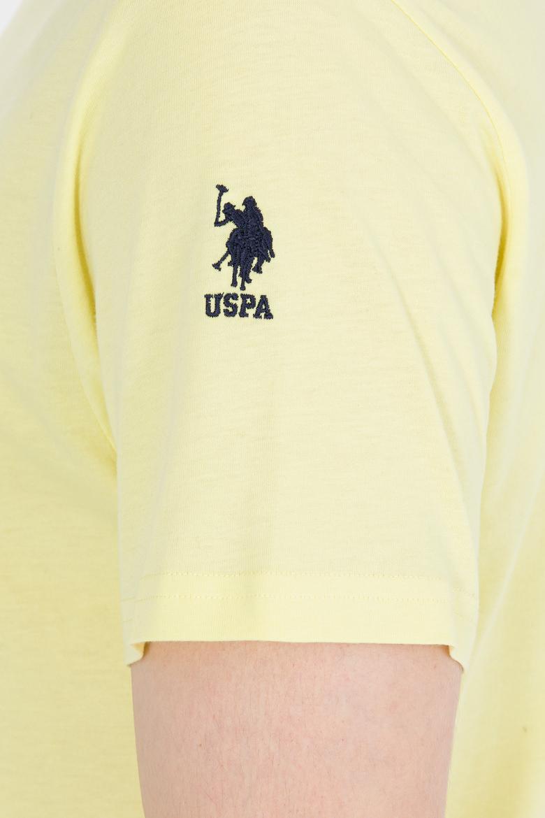 Erkek Açık Sarı Basic Bisiklet Yaka Tişört - 50264916007