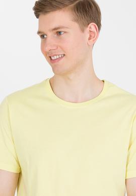 Erkek Açık Sarı Basic Bisiklet Yaka Tişört - 50264916007
