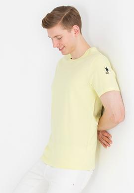 Erkek Açık Sarı Basic Bisiklet Yaka Tişört - 50264916007