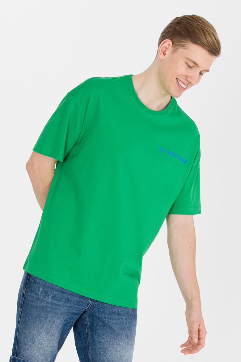 Erkek Elma Yeşili Oversize Bisiklet Yaka Tişört - 50264919043