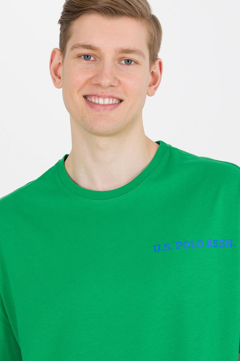 Erkek Elma Yeşili Oversize Bisiklet Yaka Tişört - 50264919043