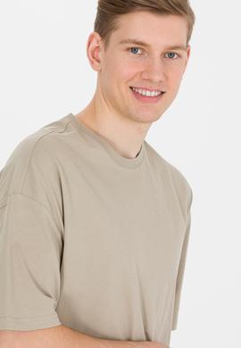 Erkek Haki Comfort Long Bisiklet Yaka Tişört - 50265229038