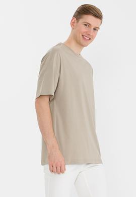 Erkek Haki Comfort Long Bisiklet Yaka Tişört - 50265229038