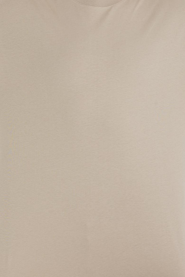 Erkek Haki Comfort Long Bisiklet Yaka Tişört - 50265229038