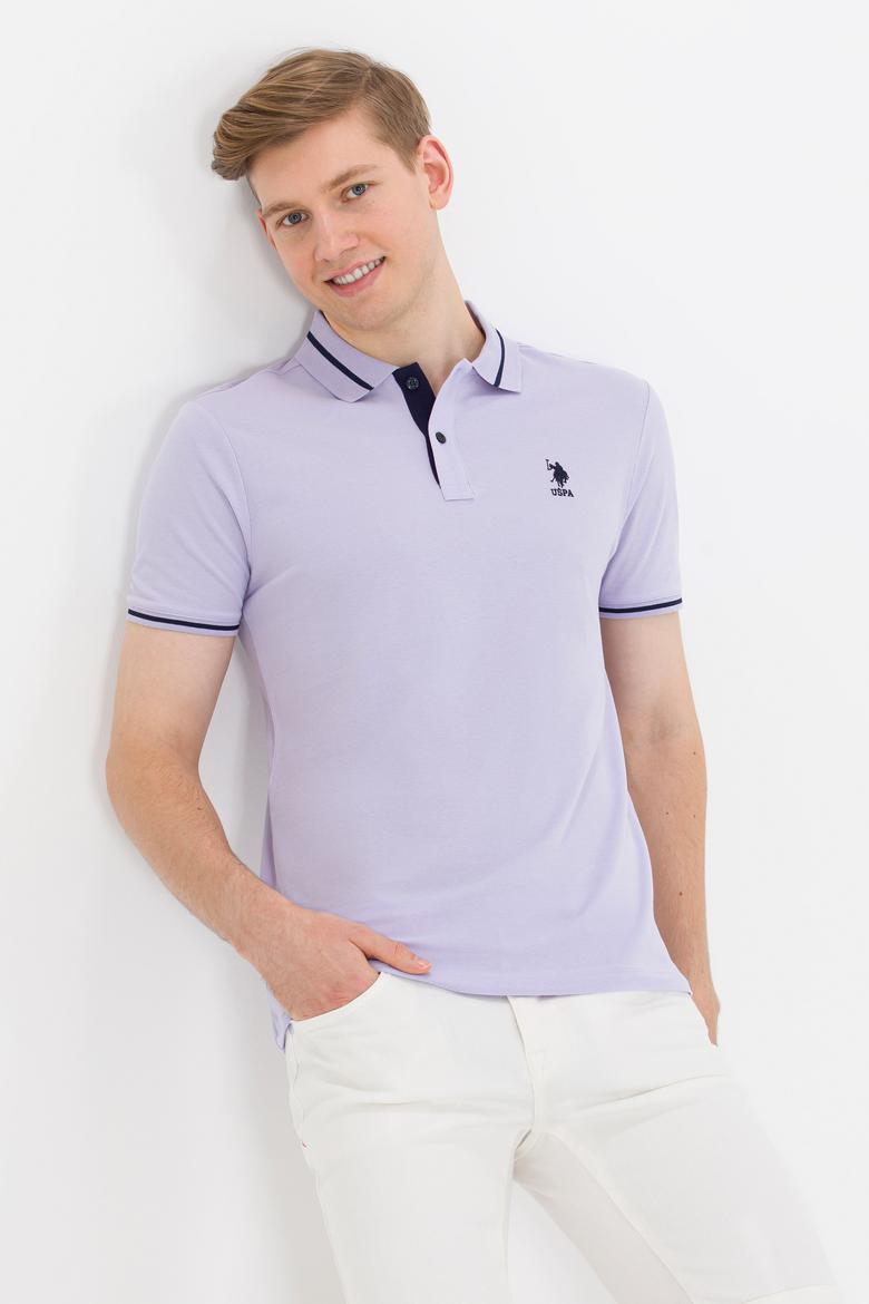 Erkek Lila Basic Polo Yaka Tişört - 50264890060