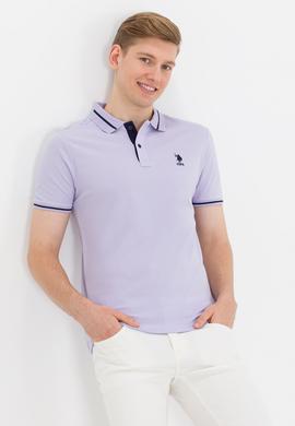 Erkek Lila Basic Polo Yaka Tişört - 50264890060