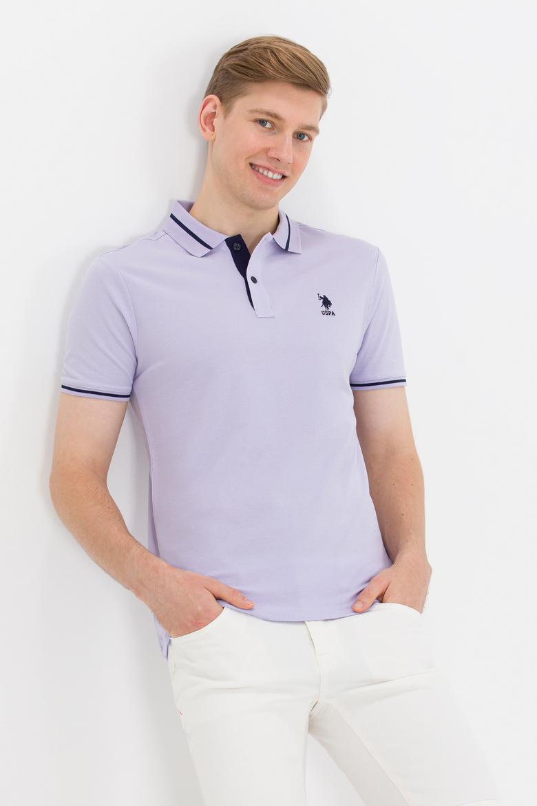 Erkek Lila Basic Polo Yaka Tişört - 50264890060