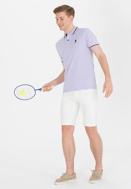 Erkek Lila Basic Polo Yaka Tişört - 50264890060