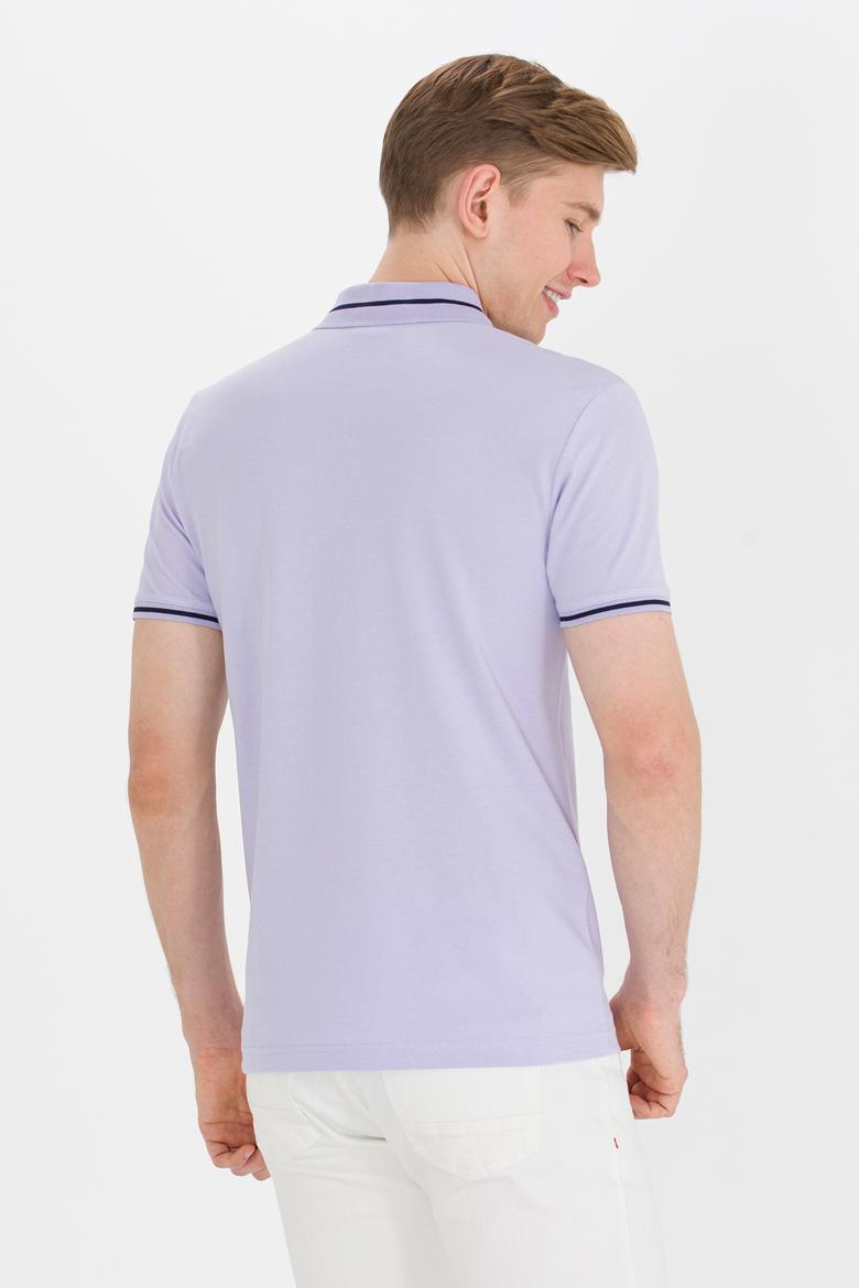 Erkek Lila Basic Polo Yaka Tişört - 50264890060