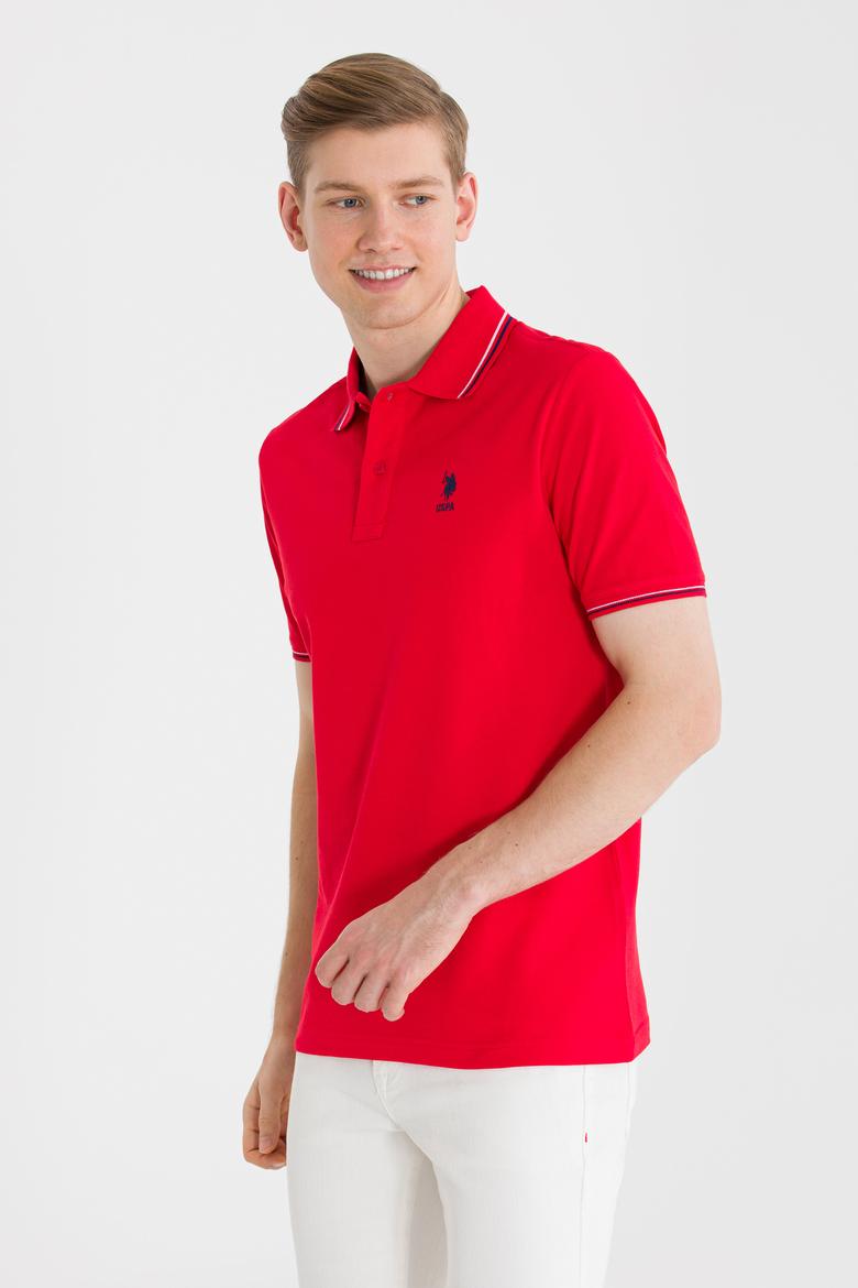Erkek Kırmızı Basic Polo Yaka Tişört