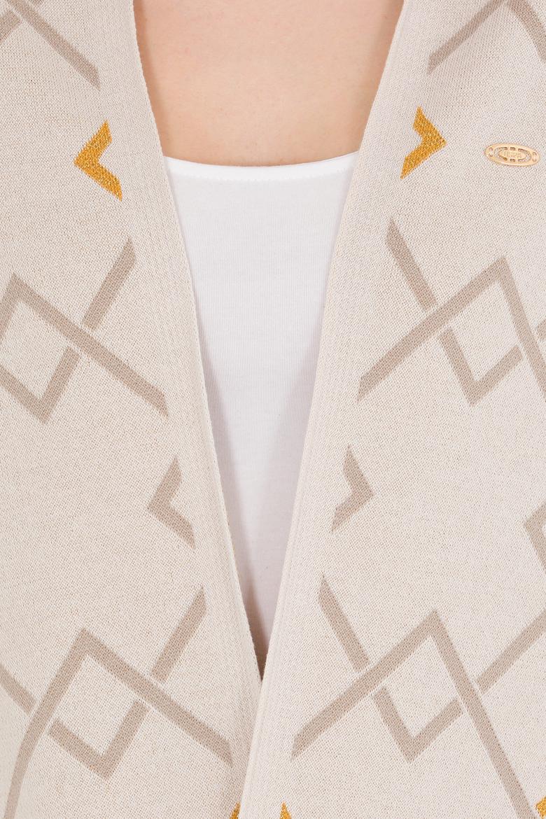 Kadın Krem Melanj Triko Panço - 50253118004