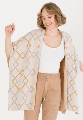 Kadın Krem Melanj Triko Panço - 50253118004