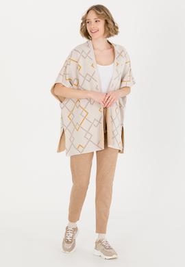 Kadın Krem Melanj Triko Panço - 50253118004