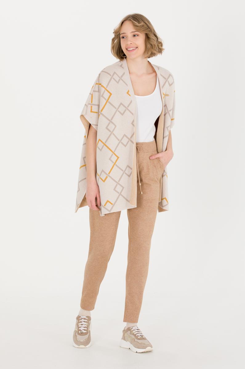 Kadın Camel Melanj Slim Fit Triko Pantolon