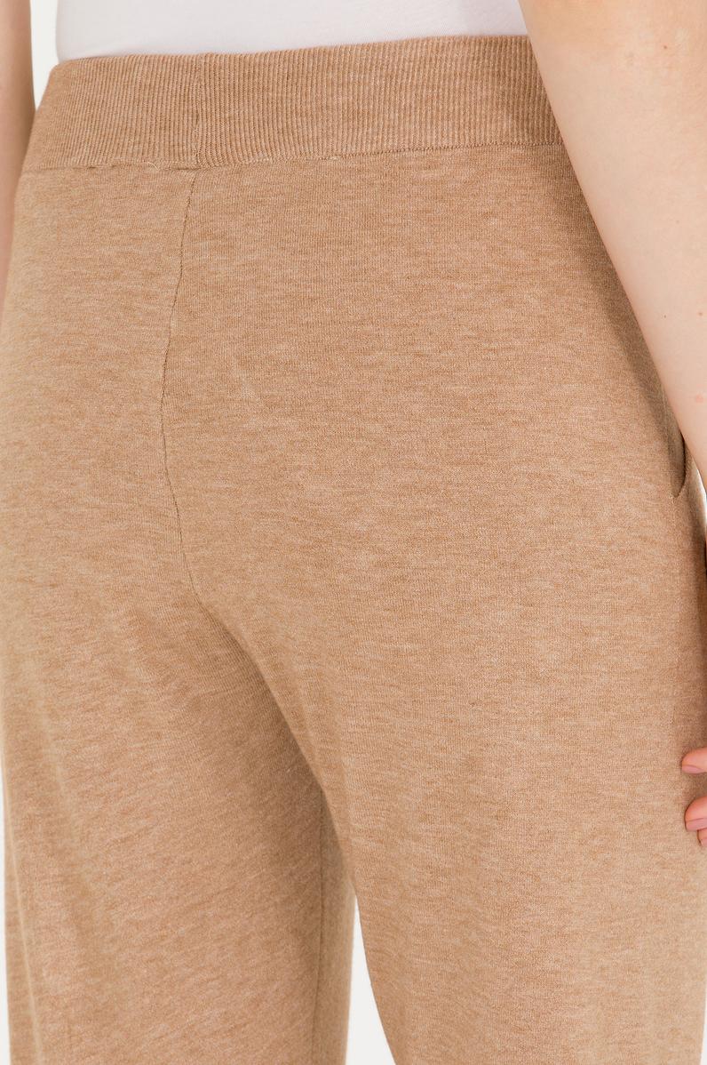 Kadın Camel Melanj Slim Fit Triko Pantolon