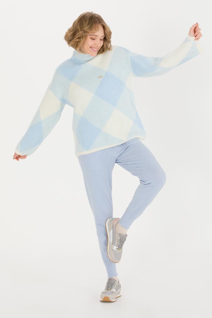 Kadın Mavi Triko Pantolon