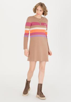 Kadın Camel Melanj Triko Elbise - 50256652005