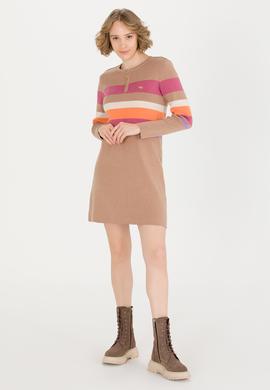 Kadın Camel Melanj Triko Elbise - 50256652005