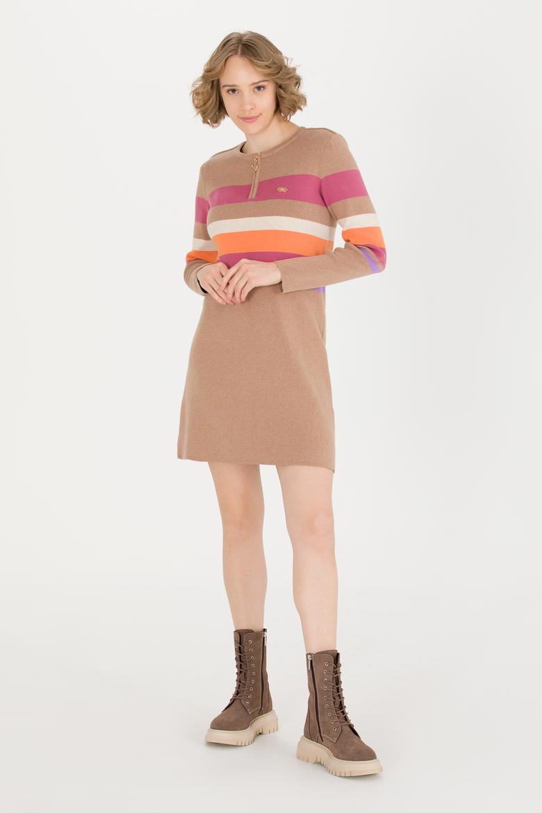 Kadın Camel Melanj Triko Elbise - 50256652005