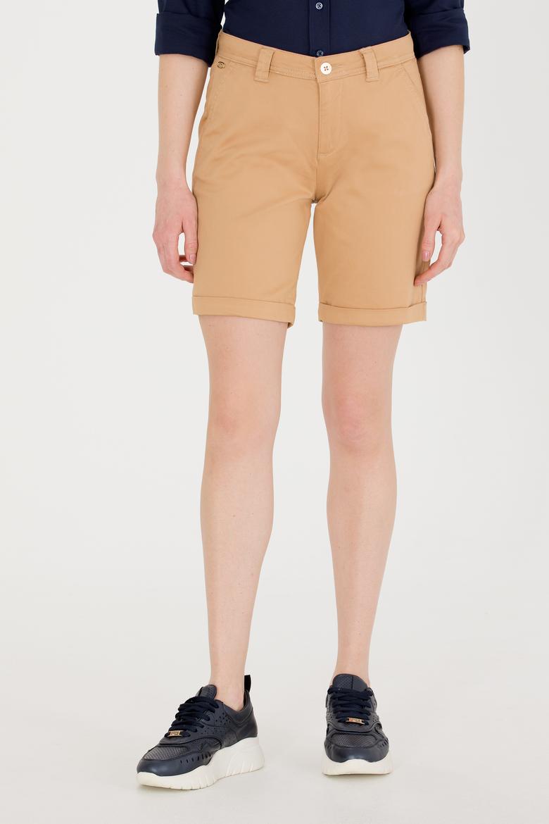Kadın Camel Dokuma Şort - 50263220006