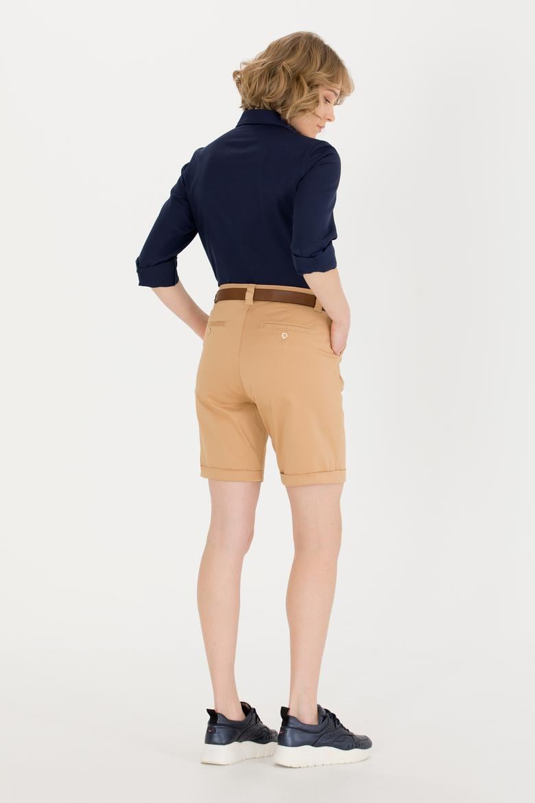 Kadın Camel Dokuma Şort - 50263220006