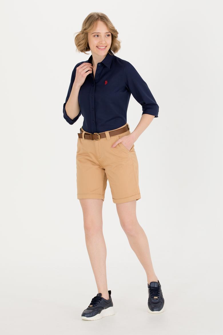 Kadın Camel Dokuma Şort - 50263220006