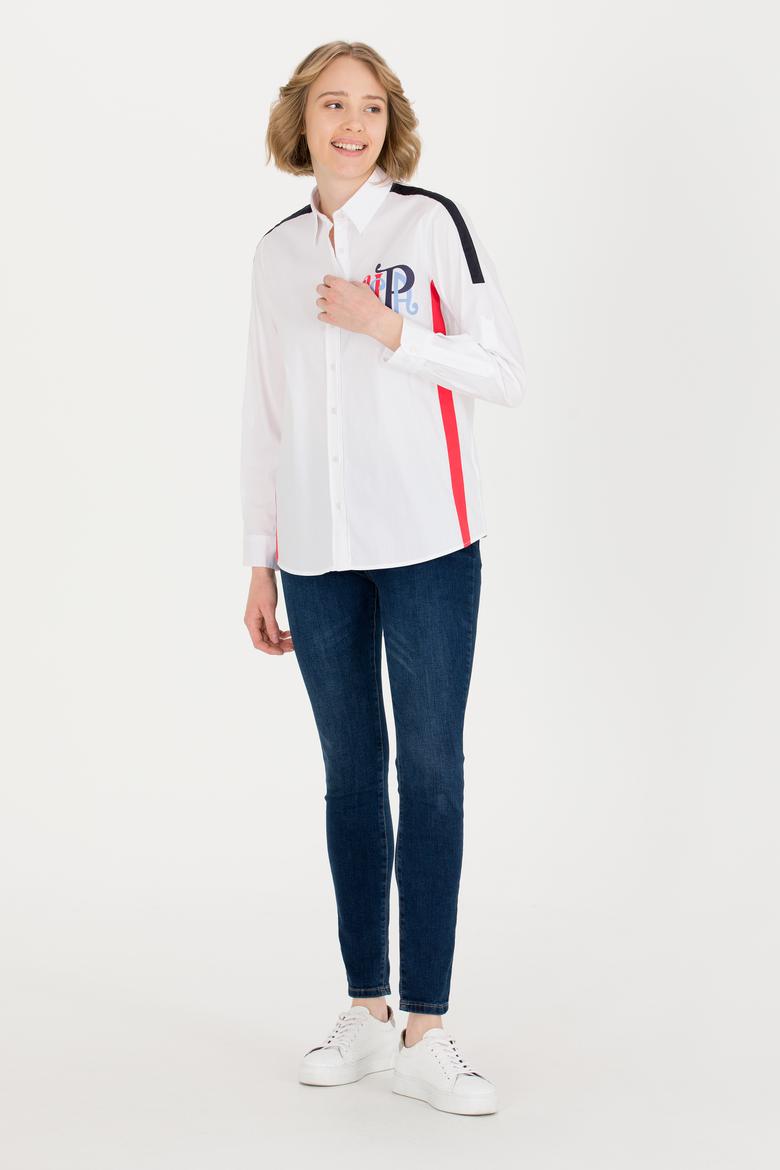 Kadın Beyaz Uzun Kollu Gömlek - 50263727004