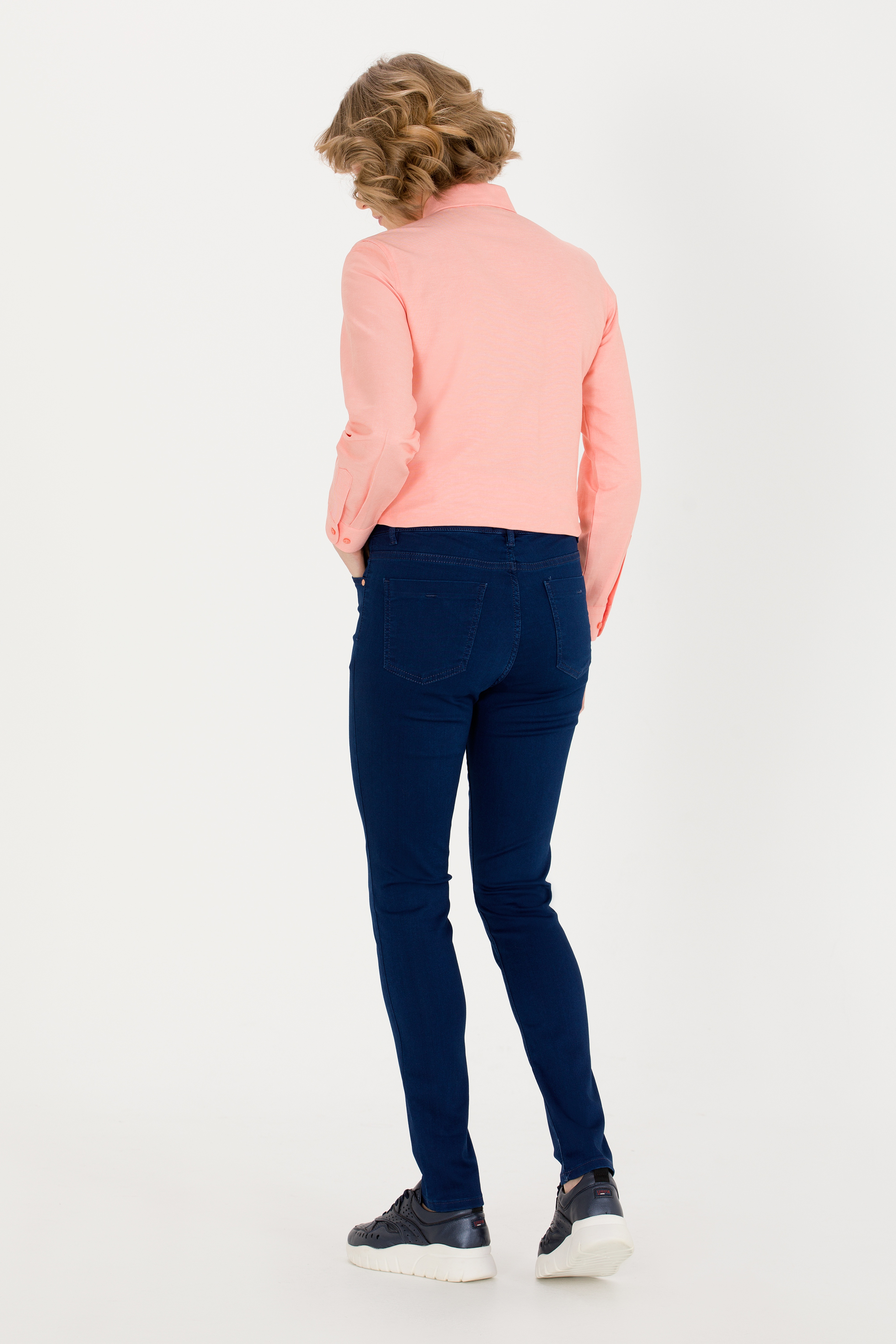 Kadın Mavi Toothpick Fit Jean Pantolon - Image 4
