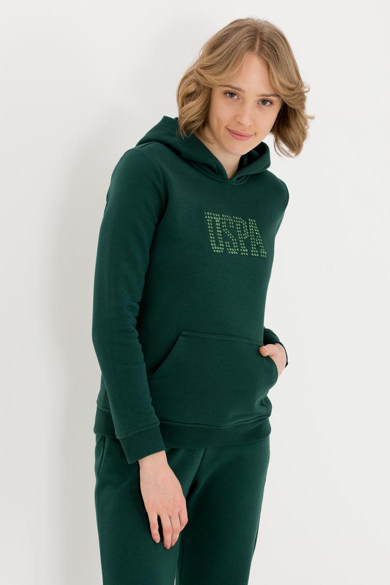 Kadın Yeşil Basic Sweatshirt - 50256249032