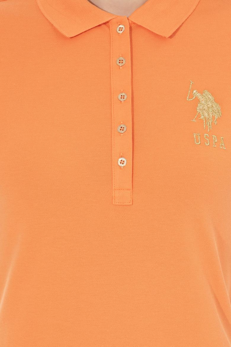 Kadın Turuncu Polo Yaka Örme Elbise - 50234852094