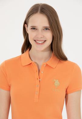 Kadın Turuncu Polo Yaka Örme Elbise - 50234852094