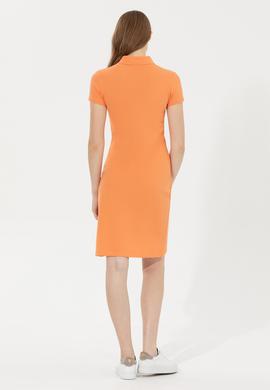 Kadın Turuncu Polo Yaka Örme Elbise - 50234852094