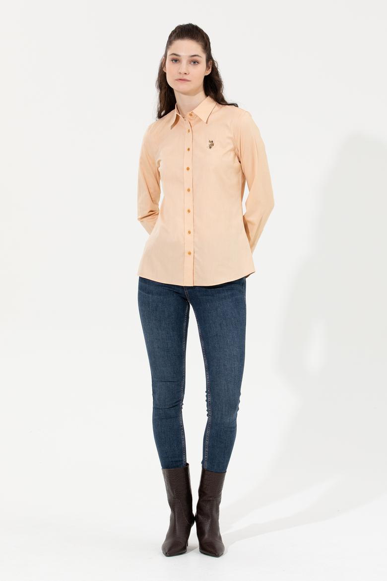 Kadın Safran Uzun Kollu Basic Gömlek - 50254249069