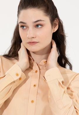 Kadın Safran Uzun Kollu Basic Gömlek - 50254249069