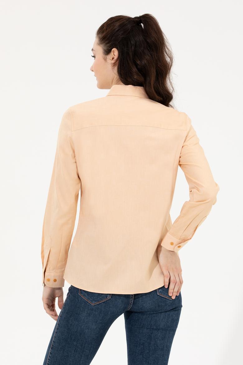 Kadın Safran Uzun Kollu Basic Gömlek - 50254249069