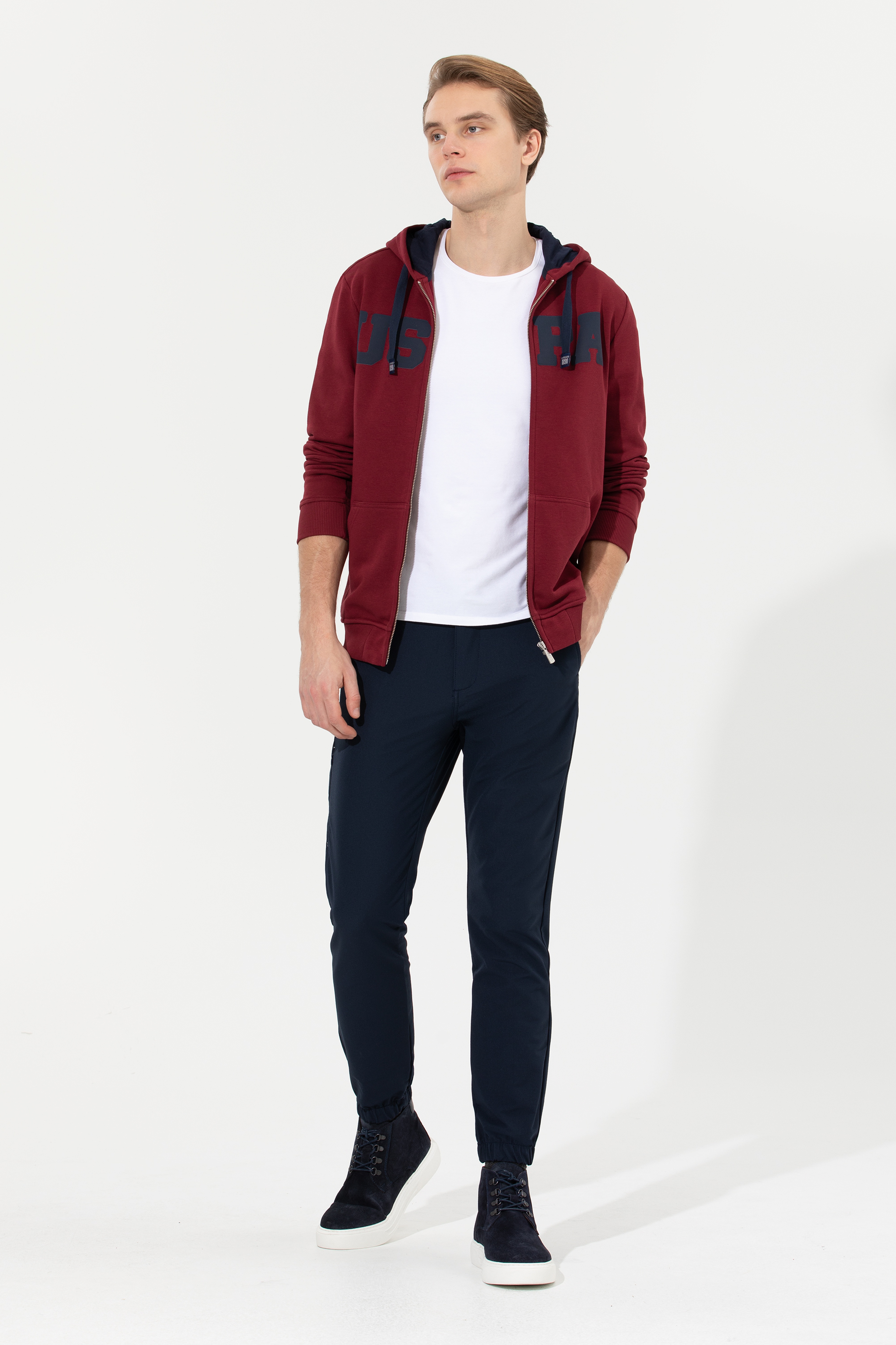 Erkek Jogger Fit Lacivert Kanvas Pantolon