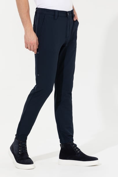 Erkek Jogger Fit Lacivert Kanvas Pantolon