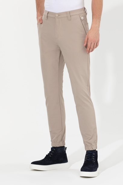 Erkek Jogger Fit Taş Kanvas Pantolon