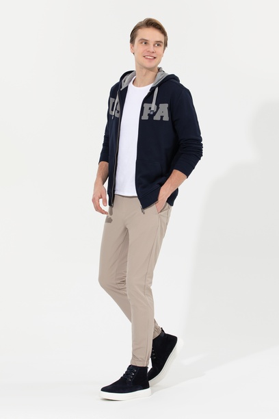 Erkek Jogger Fit Taş Kanvas Pantolon
