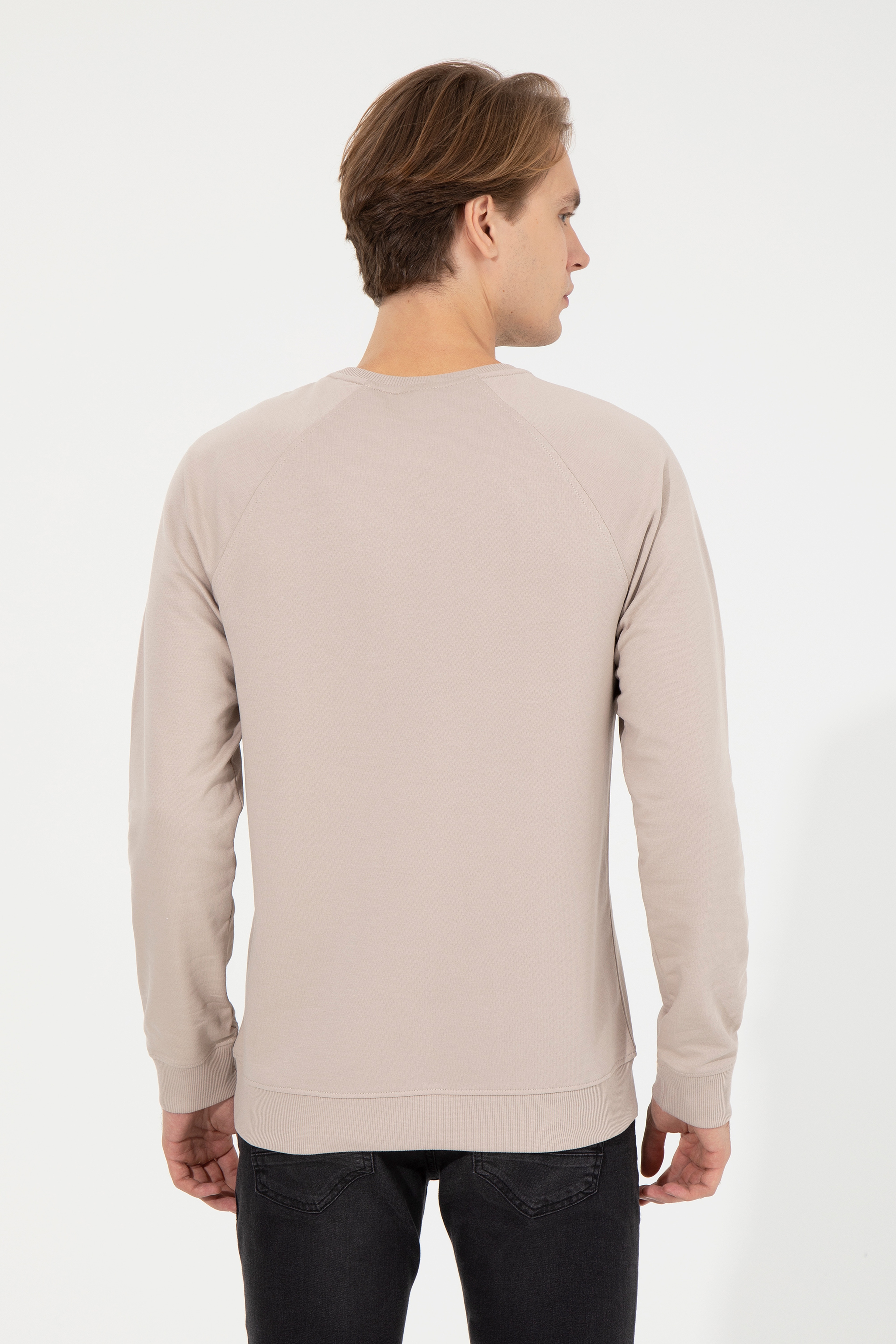 Erkek Taş Basic Sweatshirt - Image 5