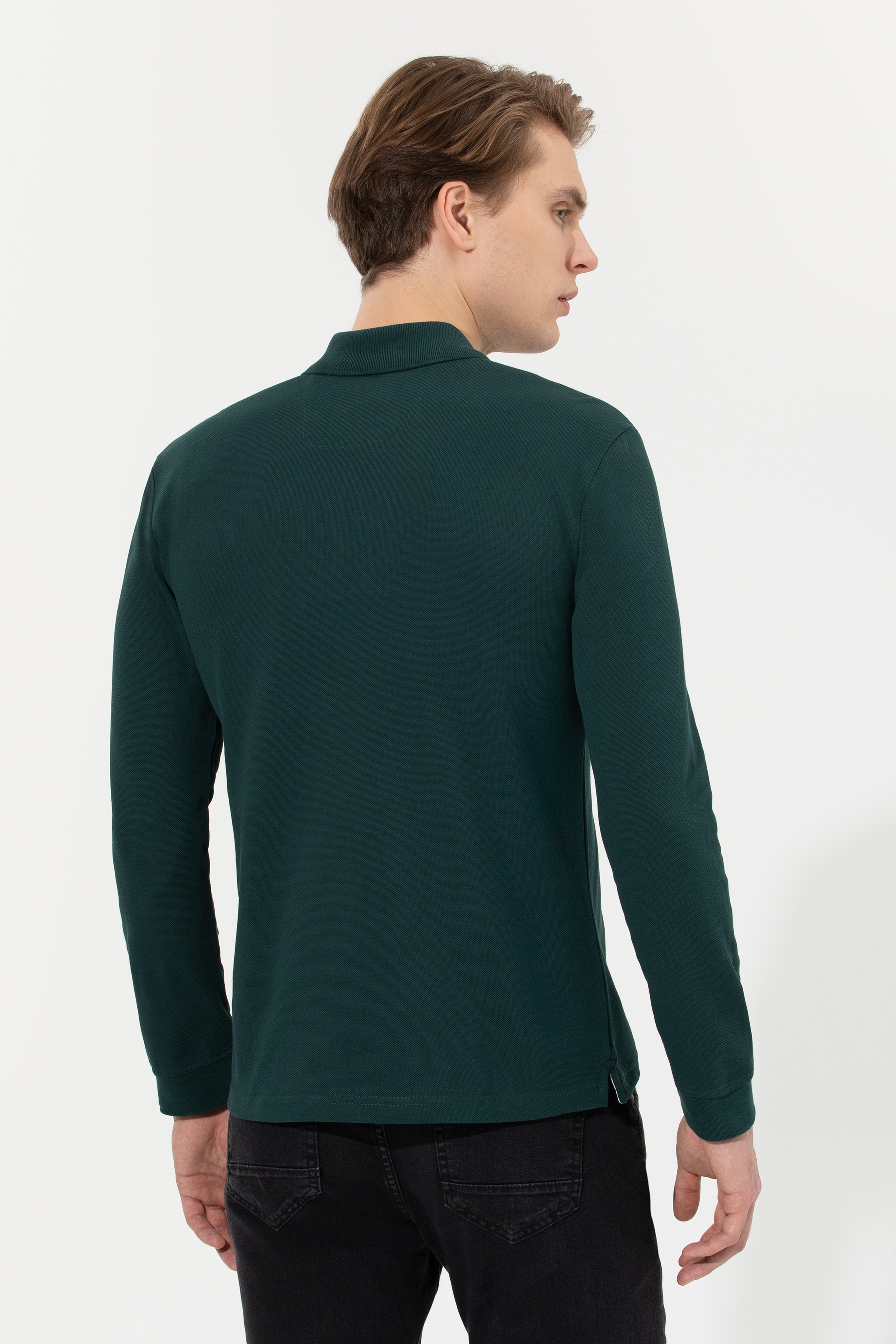 Erkek Koyu Yeşil Basic Sweatshirt - Image 5
