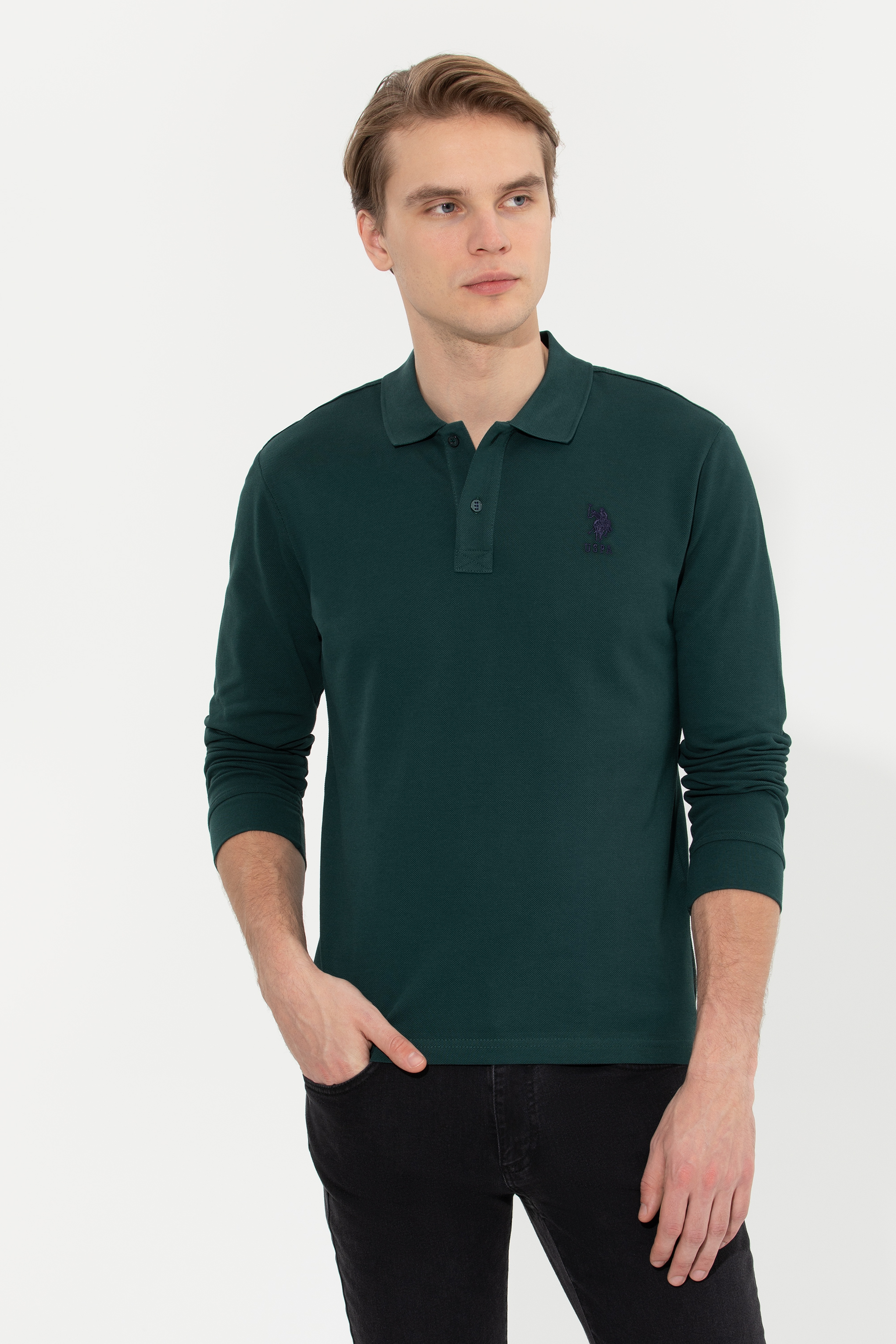 Erkek Koyu Yeşil Basic Sweatshirt