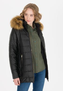 Kadın Siyah Deri Ceket - 50259150003