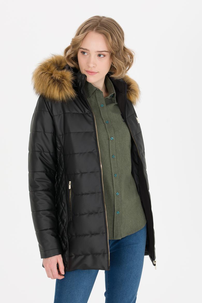 Kadın Siyah Deri Ceket - 50259150003