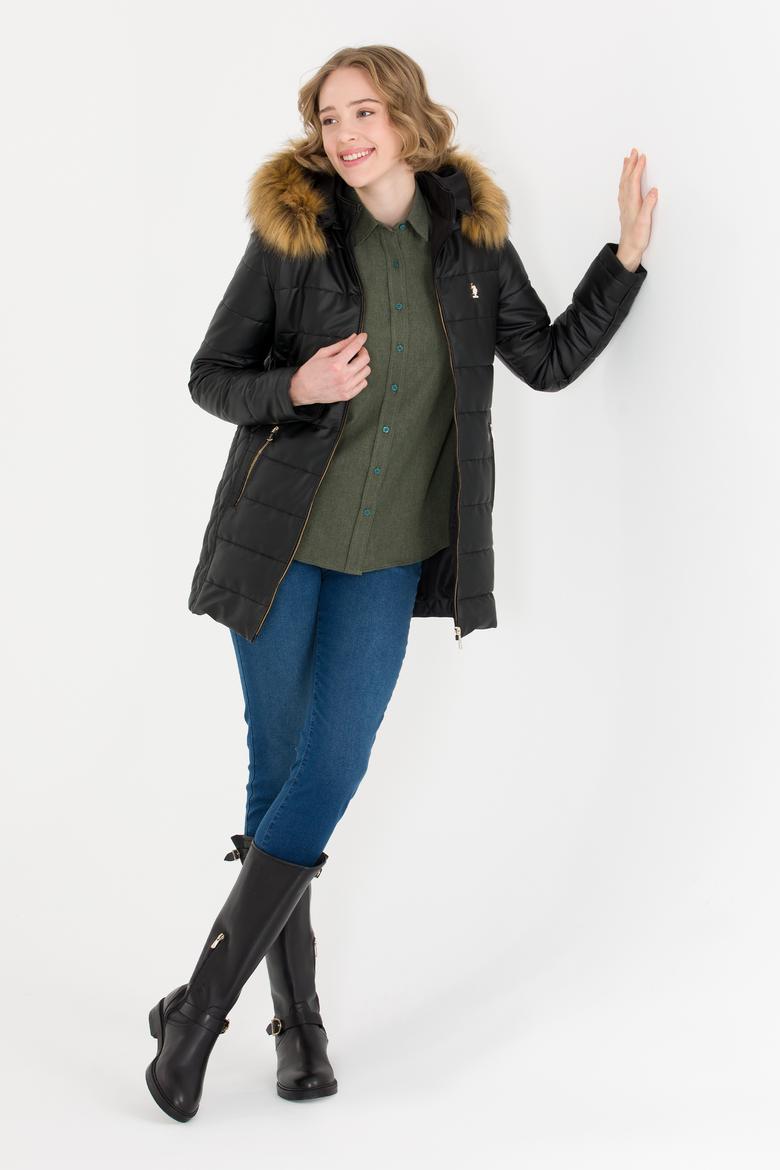 Kadın Siyah Deri Ceket - 50259150003