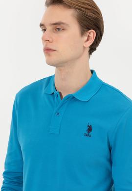 Erkek Kobalt Polo Yaka Basic Sweatshirt - 50263112010