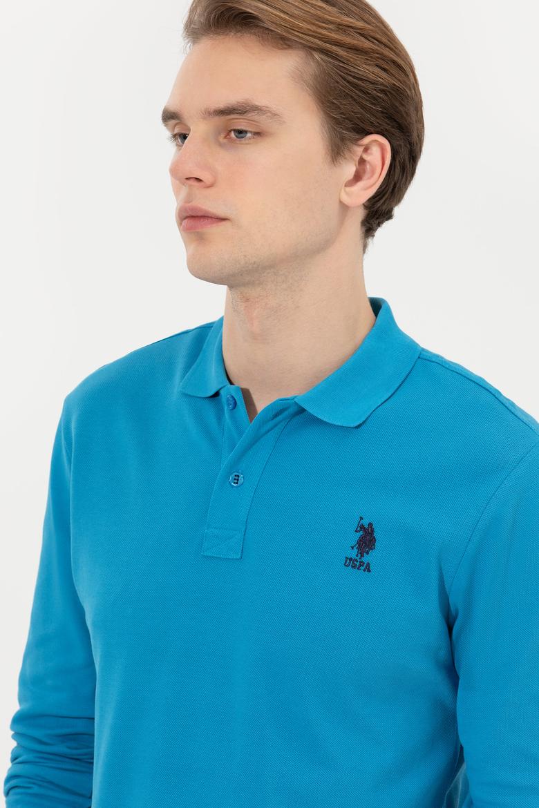 Erkek Kobalt Polo Yaka Basic Sweatshirt - 50263112010